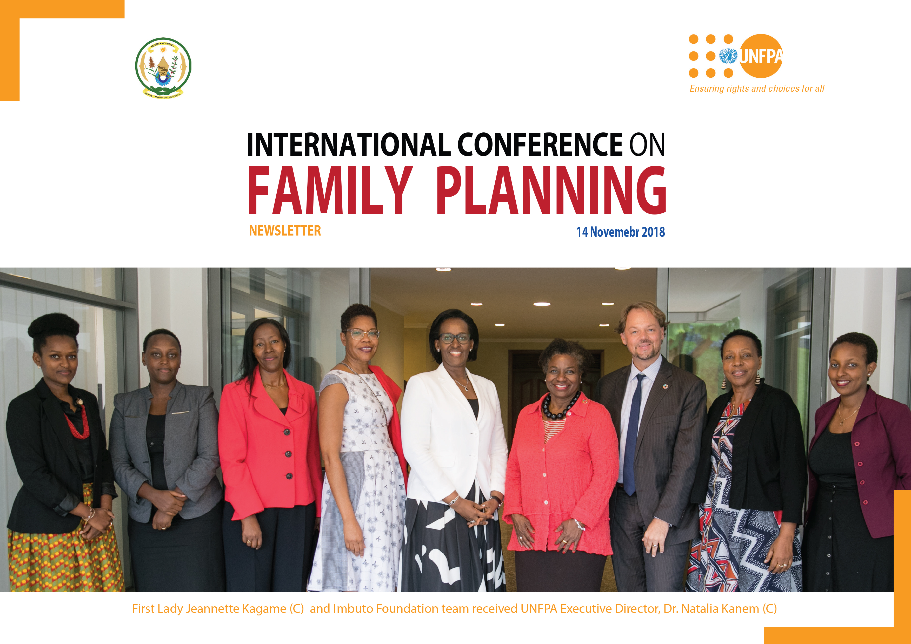 First Lady Jeannette Kagame (C) and Imbuto Foundation team received UNFPA Executive Director, Dr. Natalia Kanem (C)