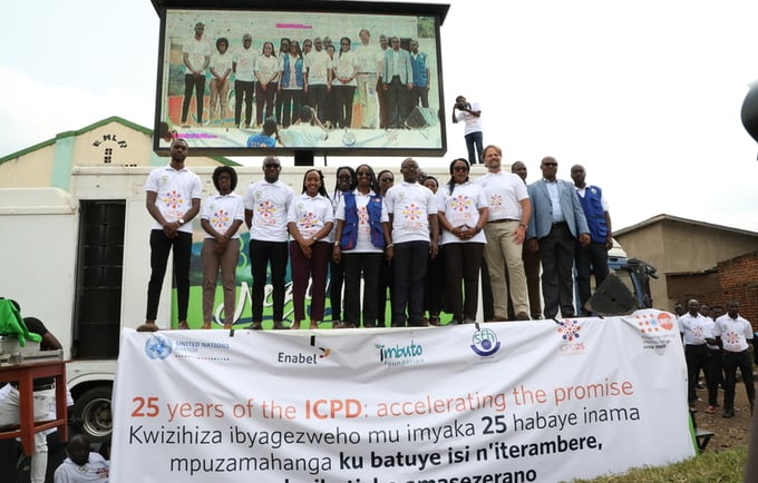 Photo: Partnerships for ICPD25 - Officials from UNFPA, UN Women, Parliamentarian, Mayor of Rusizi District, AfriYAN, key partners join Rwandans in celebrations of World Population Day in Rusizi District.