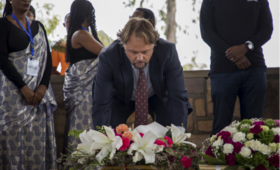 UNFPA Representative, Mark Bryan Schreiner, lays wreath at Ntarama Genocide memorial site  