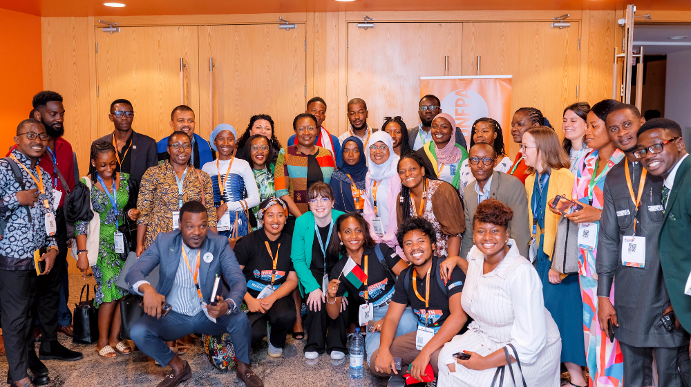 Hacklab participants, youth leaders from the ESA Region and UNFPA Staff stand together during the YCA Summit. ©UNFPA ESARO