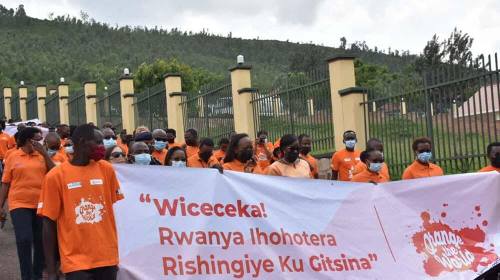 Young women in Nyamasheke District celebrating their achievement and the progress in living in a society free of women violence.